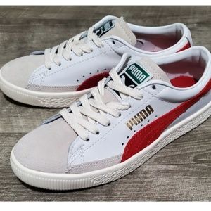 Puma Basket VTG White/Red Leather & Suede Sneakers Mens Sz 10